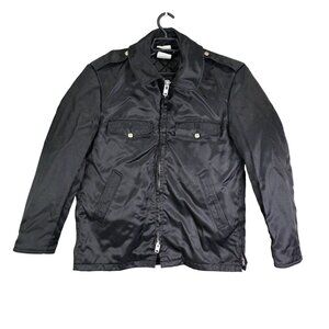 Mens Tuffy Topper Black Nylon Jacket Full Zip Snap Pockets Removable Insert 42R